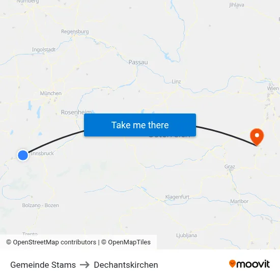 Gemeinde Stams to Dechantskirchen map