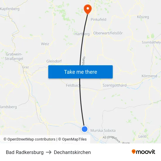 Bad Radkersburg to Dechantskirchen map