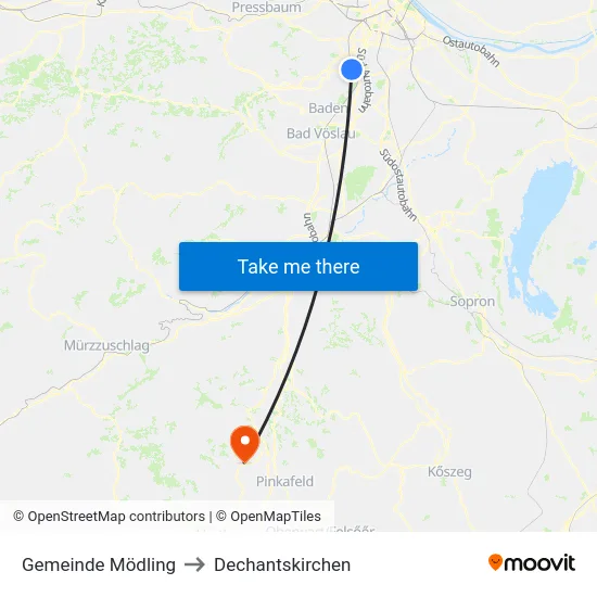 Gemeinde Mödling to Dechantskirchen map