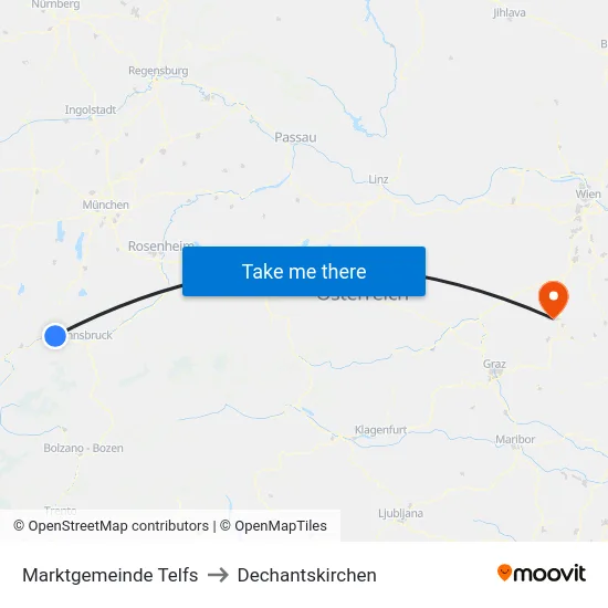 Marktgemeinde Telfs to Dechantskirchen map