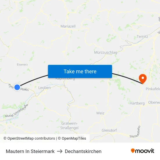 Mautern In Steiermark to Dechantskirchen map