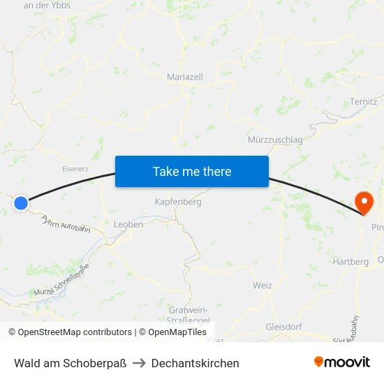Wald am Schoberpaß to Dechantskirchen map