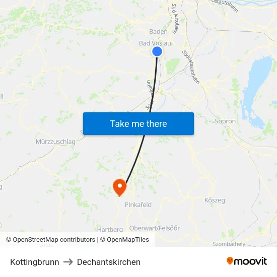 Kottingbrunn to Dechantskirchen map