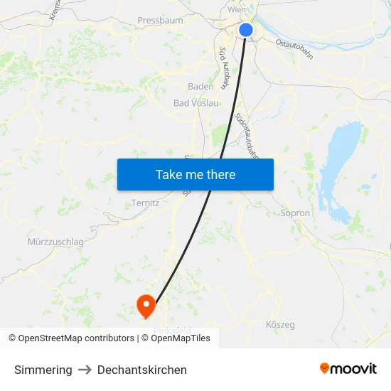 Simmering to Dechantskirchen map