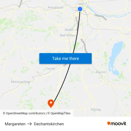 Margareten to Dechantskirchen map