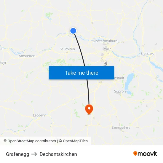Grafenegg to Dechantskirchen map