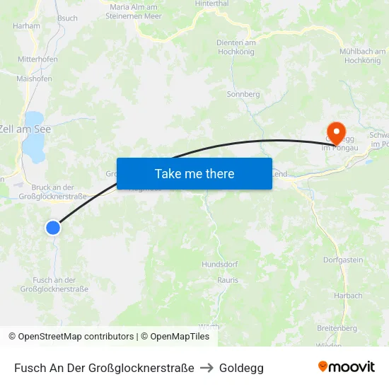 Fusch An Der Großglocknerstraße to Goldegg map