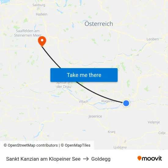 Sankt Kanzian am Klopeiner See to Goldegg map