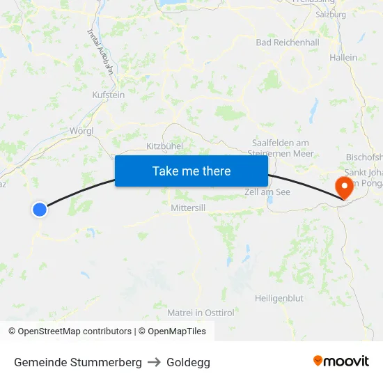 Gemeinde Stummerberg to Goldegg map