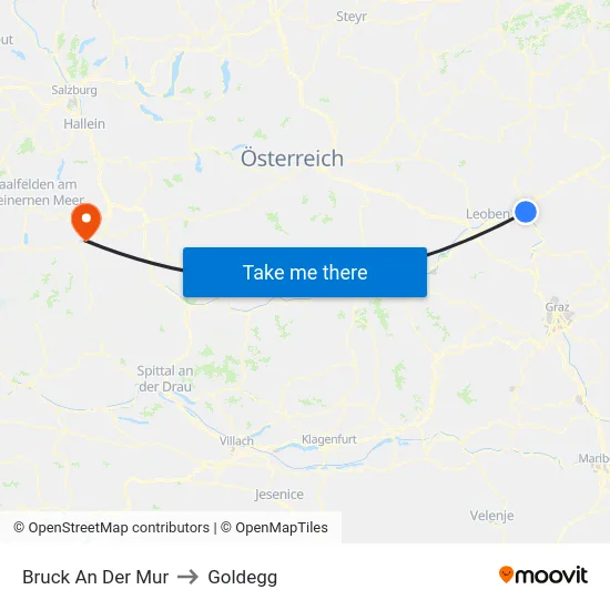 Bruck An Der Mur to Goldegg map
