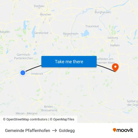 Gemeinde Pfaffenhofen to Goldegg map
