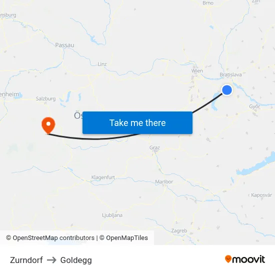 Zurndorf to Goldegg map