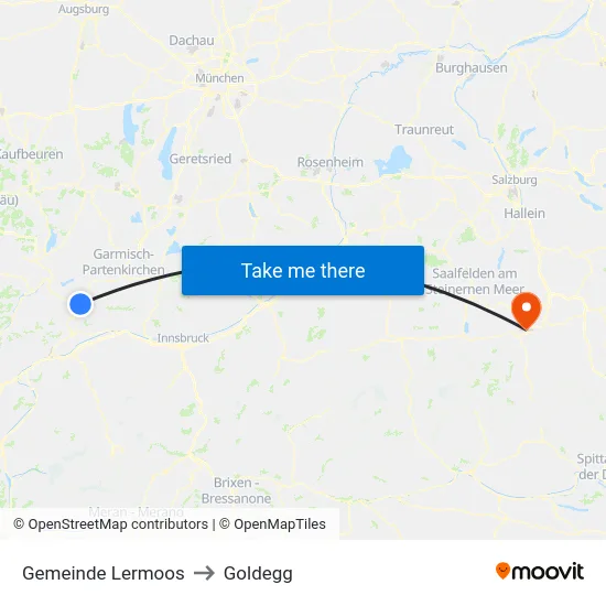 Gemeinde Lermoos to Goldegg map