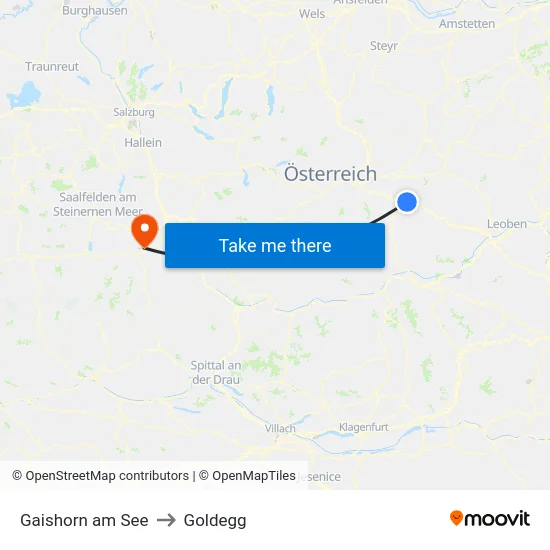 Gaishorn am See to Goldegg map