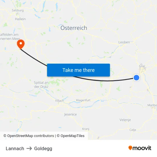 Lannach to Goldegg map