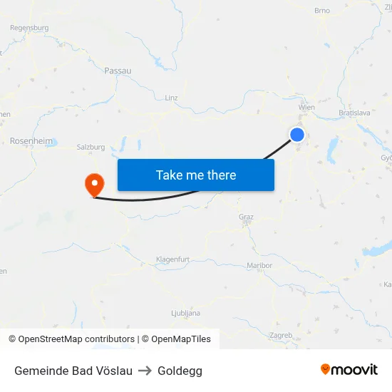 Gemeinde Bad Vöslau to Goldegg map