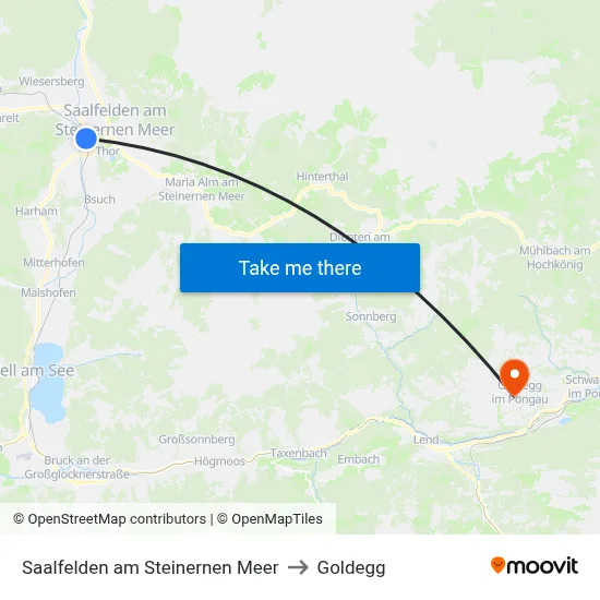 Saalfelden am Steinernen Meer to Goldegg map