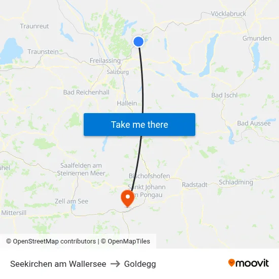 Seekirchen am Wallersee to Goldegg map