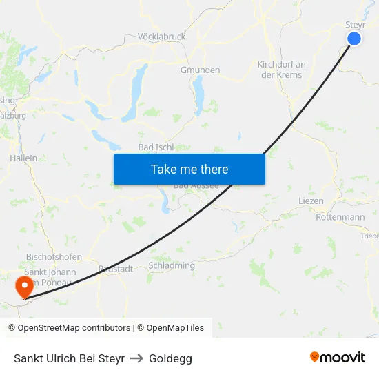 Sankt Ulrich Bei Steyr to Goldegg map