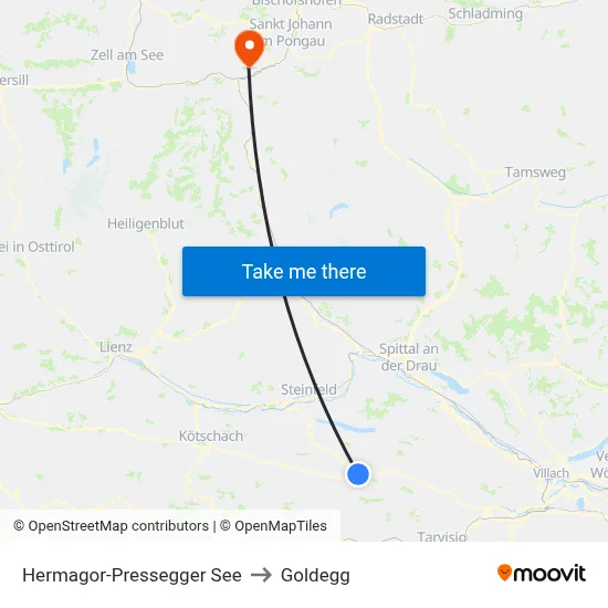 Hermagor-Pressegger See to Goldegg map