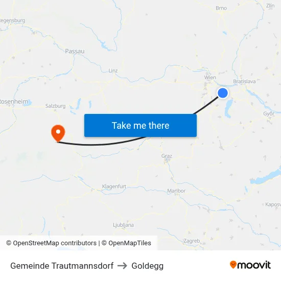 Gemeinde Trautmannsdorf to Goldegg map