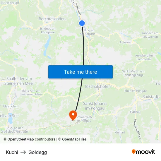 Kuchl to Goldegg map