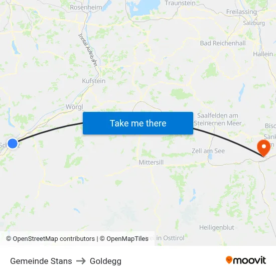 Gemeinde Stans to Goldegg map