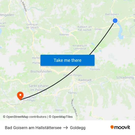 Bad Goisern am Hallstättersee to Goldegg map