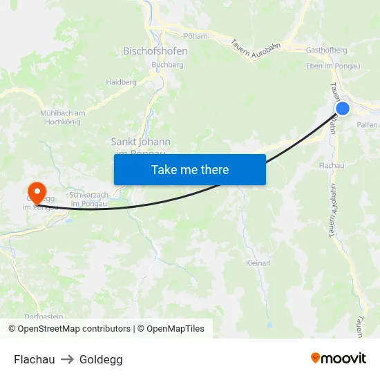 Flachau to Goldegg map