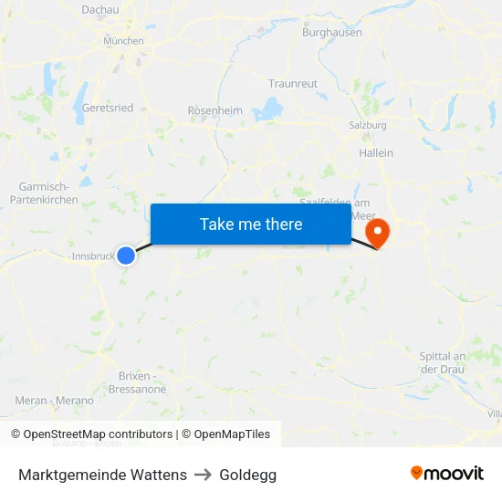 Marktgemeinde Wattens to Goldegg map