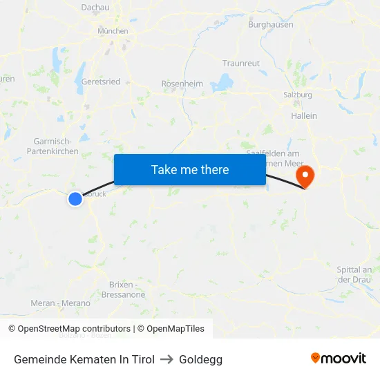 Gemeinde Kematen In Tirol to Goldegg map