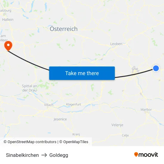 Sinabelkirchen to Goldegg map