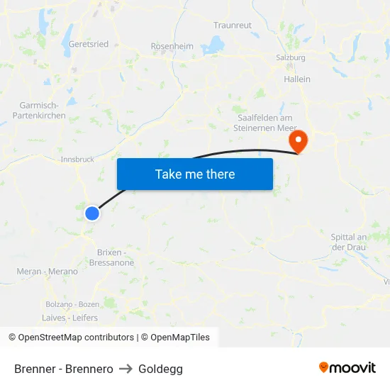 Brenner - Brennero to Goldegg map