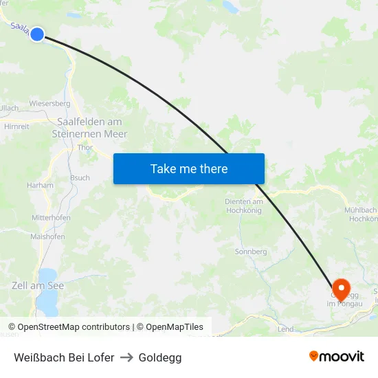 Weißbach Bei Lofer to Goldegg map