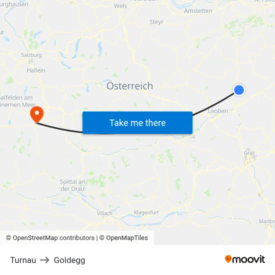 Turnau to Goldegg map