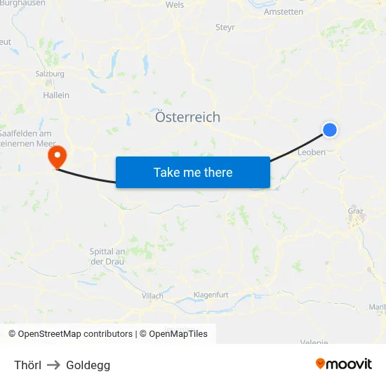Thörl to Goldegg map