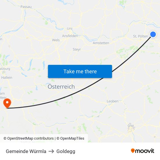 Gemeinde Würmla to Goldegg map