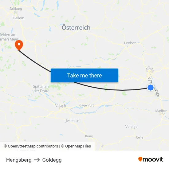 Hengsberg to Goldegg map