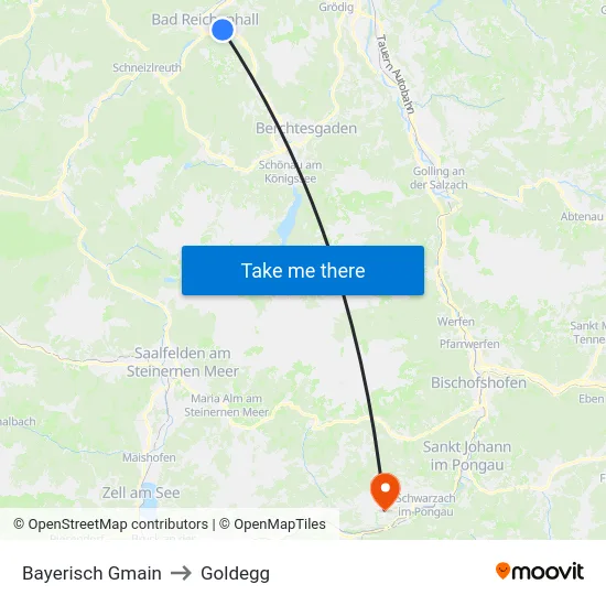 Bayerisch Gmain to Goldegg map