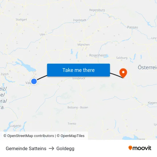 Gemeinde Satteins to Goldegg map
