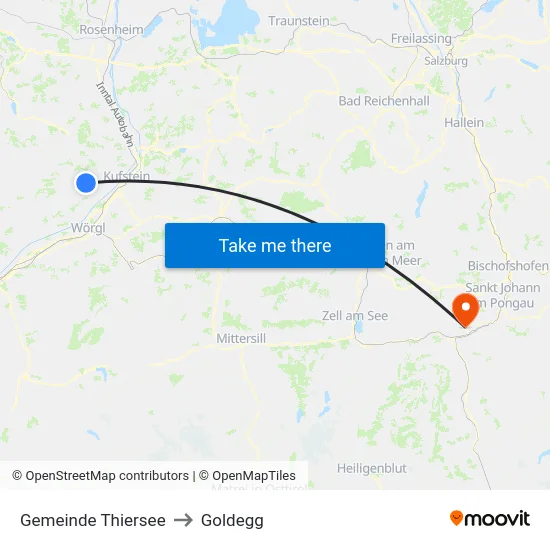 Gemeinde Thiersee to Goldegg map
