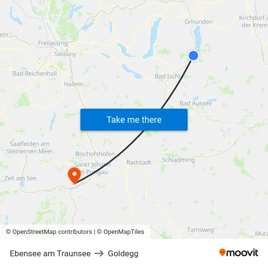 Ebensee am Traunsee to Goldegg map