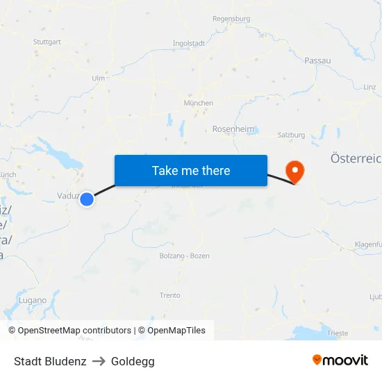 Stadt Bludenz to Goldegg map