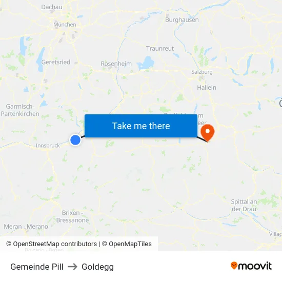 Gemeinde Pill to Goldegg map