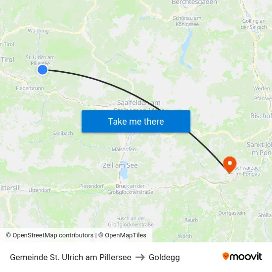 Gemeinde St. Ulrich am Pillersee to Goldegg map