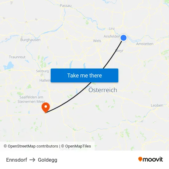 Ennsdorf to Goldegg map