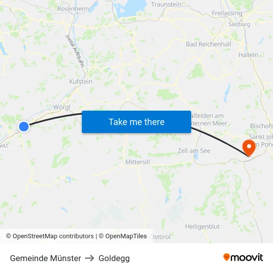 Gemeinde Münster to Goldegg map