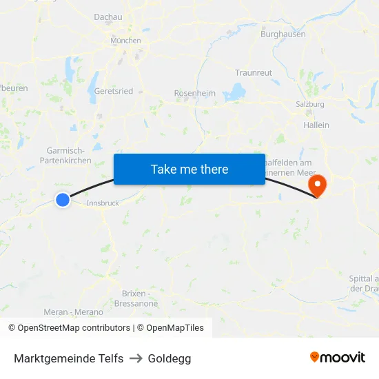 Marktgemeinde Telfs to Goldegg map