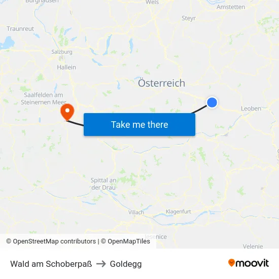 Wald am Schoberpaß to Goldegg map