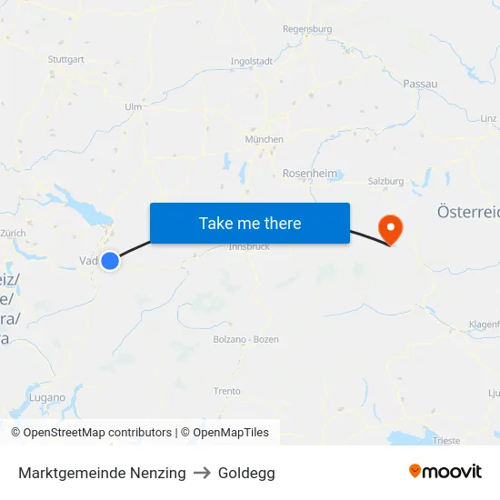 Marktgemeinde Nenzing to Goldegg map